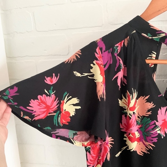 Anthropologie x Maeve Blouse Bella Dark Floral Black Kelly green Pink XS - Picture 6 of 15